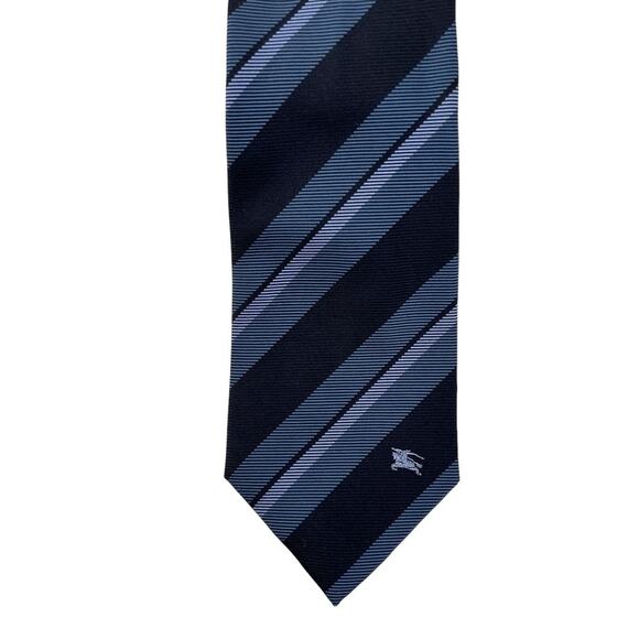 Burberry Men's 100% Silk Embroidered Neck Tie Multicolor Blue Diagonal Striped - Picture 5 of 5